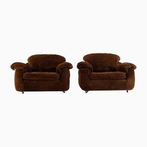 Italian Leather Fabric Armchairs from Iff International, 1970s, Set of 2