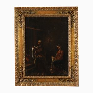 Holy Family, 17th-Century, Oil on Panel, Framed