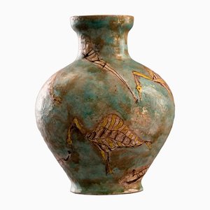 Green-Gray Stoneware Vase by Carlo Zauli