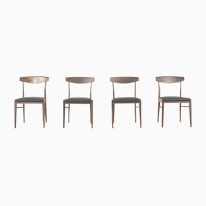 Teak & Leatherette Dining Chairs, 1960s, Set of 4