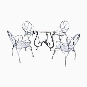 Iron Garden or Patio Table & Armchairs, 1900s, Set of 5