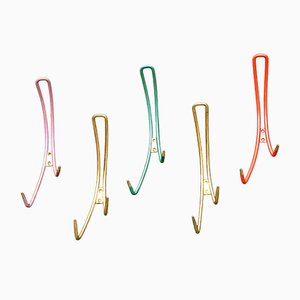 Curved Wall Hooks, 1950s, Set of 5