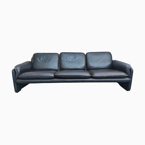 Dark Brown Leather DS 61 Couch with White Seams from de Sede