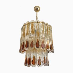 Lámpara italiana de cristal de Murano en ámbar de Mazzega, años 70