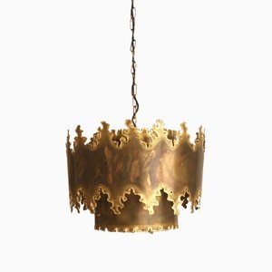 Brutalist Danish Brass Pendant Lamp by Svend Aage Holm Sørensen