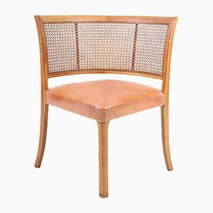 Dänischer Beistellstuhl aus Eiche und cognacfarbenem Leder, 1940er