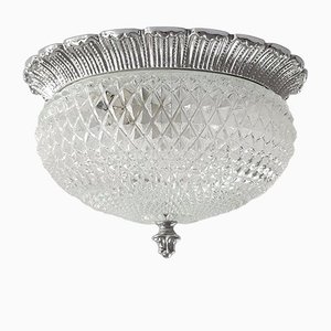 Mid-Century Glass Ceiling Flush Mount or Wall Lamp from Limburg, Germany, 1960s