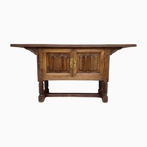 Spanish Hand Carved Console Table with Two Doors