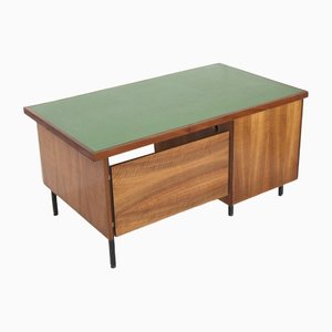 Vintage Schreibtisch mit grüner Tischplatte, 1960er