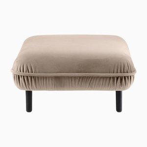 Beige Velour Bean Pouf from Emko