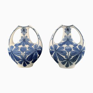 Art Nouveau Faience Vases by Alf Wallander for Rörstrand, Set of 2