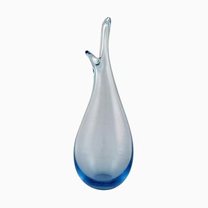 Vaso artistico in vetro con paralumi blu chiaro di Per Lütken per Holmegaard, anni '50, set di 2