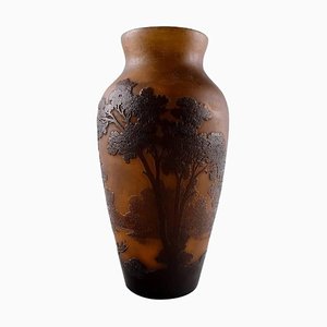 Art Glass Vase With Tree Motif by Emile Gallé, France, 1900s