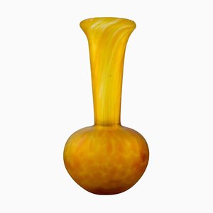 20th Century Emile Gallé Style Art Glass Vase in Yellow
