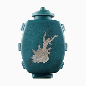 Grand Vase Argenta Art Déco en Céramique par Wilhelm Kåge pour Gustavsberg