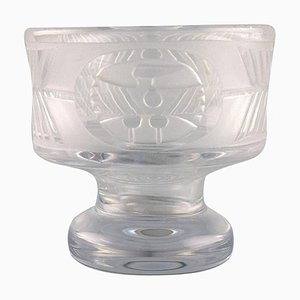 Swedish Design Bowl on Base in Clear Art Glass by Bertil Vallien for Boda Åfors