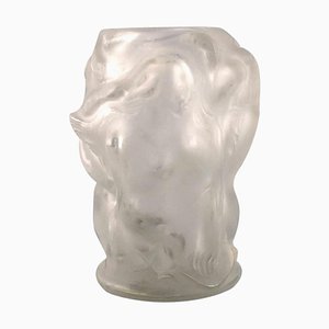 French Art Glass Vase with Female Figures in Relief by René Lalique