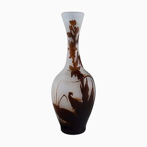 Early 20th Century Vase in Frosted and Brown Art Glass by Emile Gallé