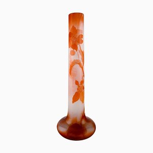 Colossal Antique Vase in Frosted and Orange Art Glass by Emile Gallé, 1890s