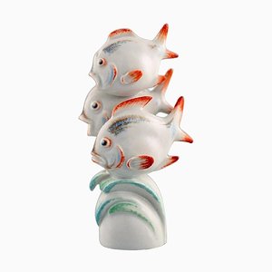 Art Deco Three Fish Figure by Willi Münch-Khe for Meissen, 1930s