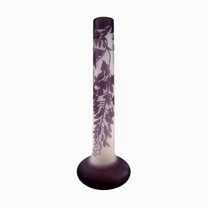 Colossal Antique Frosted and Purple Art Glass Vase by Emile Gallé, 1920s