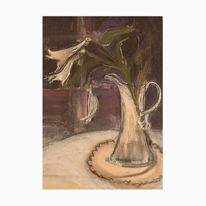 Swedish Lilies in a Jug Pastel on Paper by Kerstin Jönsson