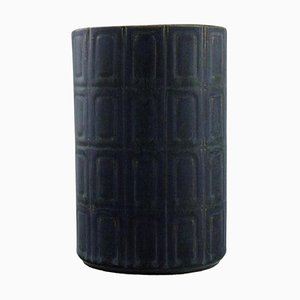 Glasierte Arabia Vase aus Steingut mit geometrischem Muster von Göran Bäck