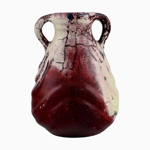 Vaso antico in ceramica smaltata con maniglie di Karl Hansen Reistrup per Kähler
