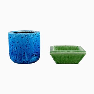 Vaso e scodella in gres smaltato di Gunnar Nylund per Rörstrand, set di 2