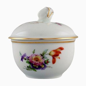 Antique German Hand-Painted Porcelain Lidded Bowl
