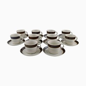 10 Cook Coffee Cups with Saucers by Hertha Bengtsson for Rörstrand, Set of 20