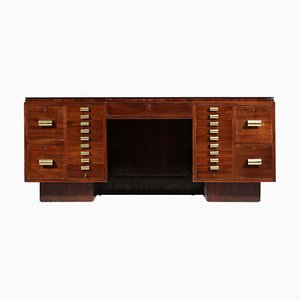 French Modern Imposing E498 Desk in Mahogany in Style of Dupré Lafon, 1940s