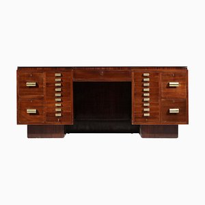 Imposant Bureau E498 Moderne en Acajou dans le Style de Dupré Lafon, France, 1940s