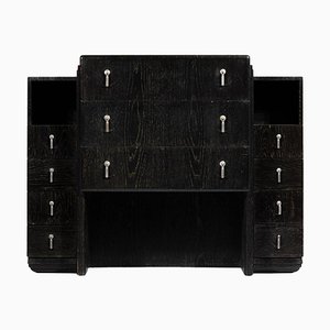 Art Deco Black F427 Chest of Drawers in Ceruse Style by Paul Follot
