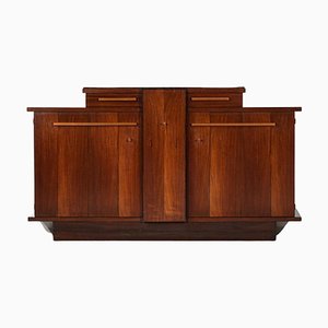 Credenza in legno massiccio e rame di André Sornay, anni '40