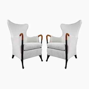 Wingback Chairs by Umberto Asnago for Giorgetti / Progetti in Bouclé Wool Fabric, Set of 2