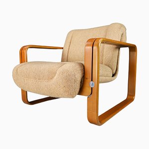 Bentwood Armchair in Jute Fabric by Jan Bočan for Thonet, 1960s