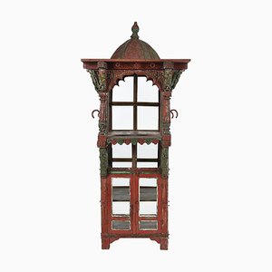 Traditional Indian Red Patina Wooden Showcase