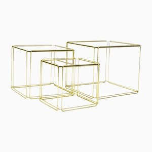 Gold Isocèle Nesting Tables by Max Sauze for Atrow, 1970s, Set of 3