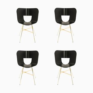 Ral Color Seat Tria Gold 4 Legs Chair by Colé Italia, Set of 4