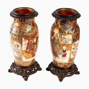Meiji Period Vases of Satsuma, Set of 2