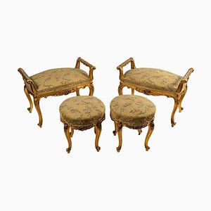 Antike Sitzgruppe im Louis XV Stil, 4er Set
