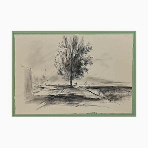 Paulette Humbert, paysage, dessin Original, années 1940