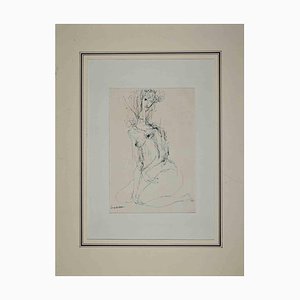Sergio Barletta, Nude, Original Drawing, 1970s, Framed