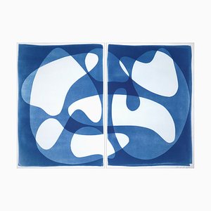 Burattini Cloud, 2022, Cyanotype su carta da acquerello