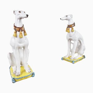 Mid-Century Greyhound Figuren aus glasierter Terrakotta, 1960er, 2er Set