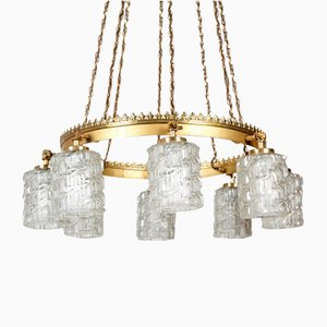 Chandelier in Glass and Metal