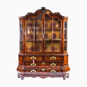 Antique 18th Century Dutch Marquetry Inlaid Walnut Display Cabinet or Vitrine