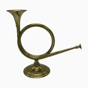 Vintage Brass Horn Candleholder