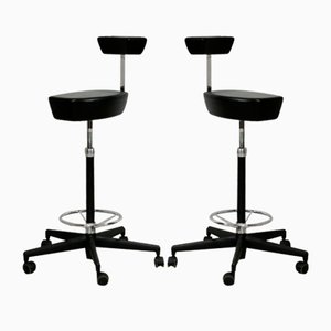 Leather and Steel Swivel Stool by George Nelson for Vitra, 2001, Set of 2